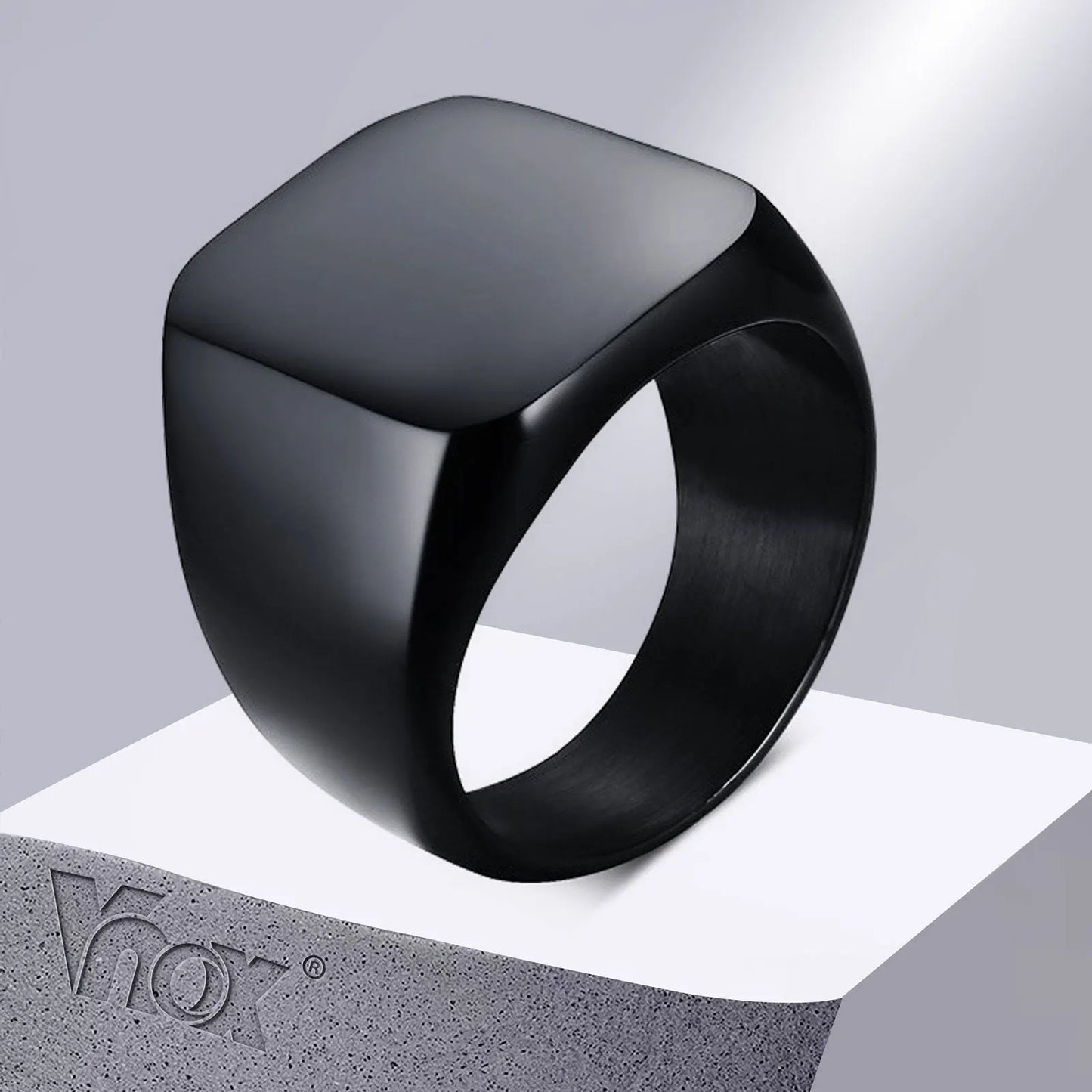 Bague Homme Punk Rock Vnox Noire - Chevalière Fashion Individuelle Soirée Bijoux