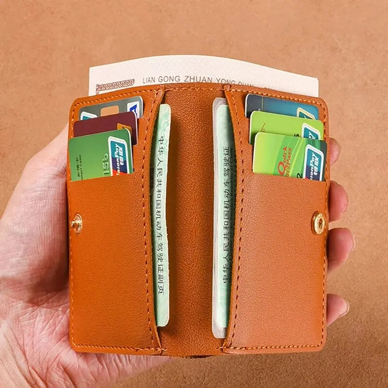 Petit Portefeuille Cuir Ultra-Mince - Porte-Cartes Compact Homme Femme