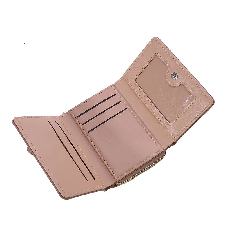 Portefeuille Femme Kawaii Mignon Luxe - Designer Lady Wallet Cuir Porte-Monnaie Beige