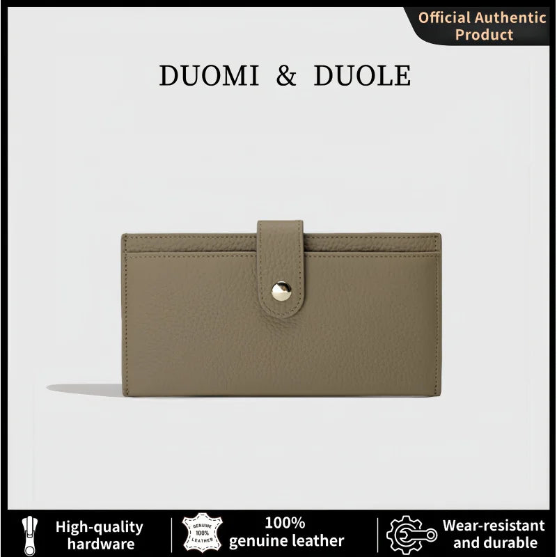 Portefeuille Femme Cuir Luxe 6 Emplacements Cartes Slim - Porte-Monnaie Zippé Détachable Externe Noir