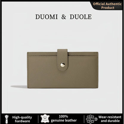 Portefeuille Femme Cuir Luxe 6 Emplacements Cartes Slim - Porte-Monnaie Zippé Détachable Externe Noir
