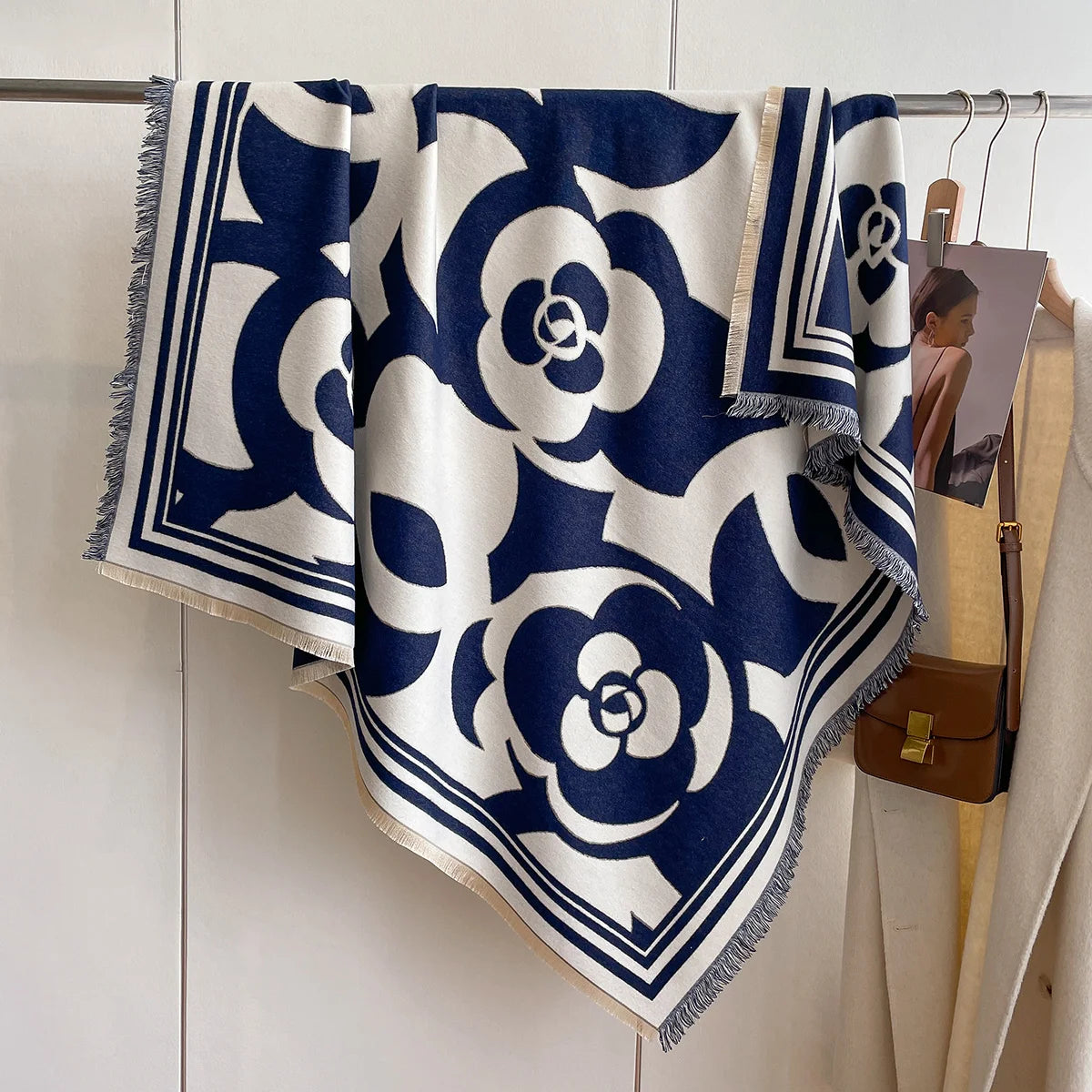Foulard Écharpe Cachemire Imitation Femme Hiver - Châle Carré Soie Laine Chaud Mode