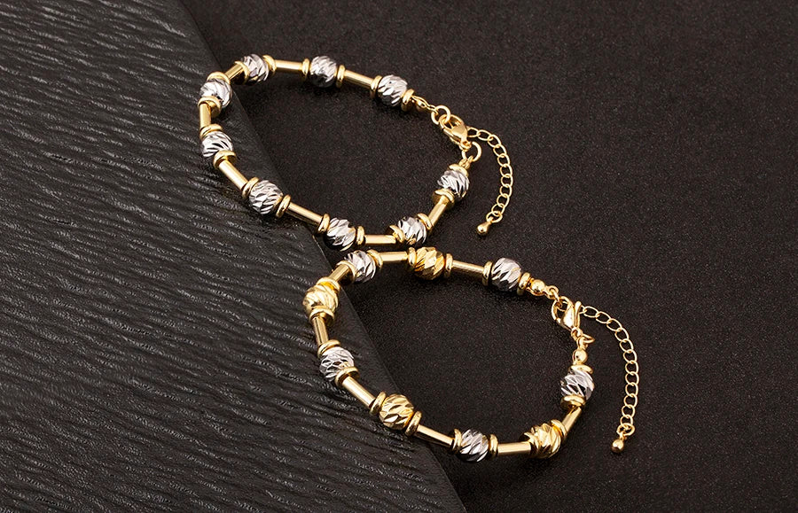 Bracelet Perles CZ Fait Main Ajustable – Chaîne Cuivre Polyvalent Femme