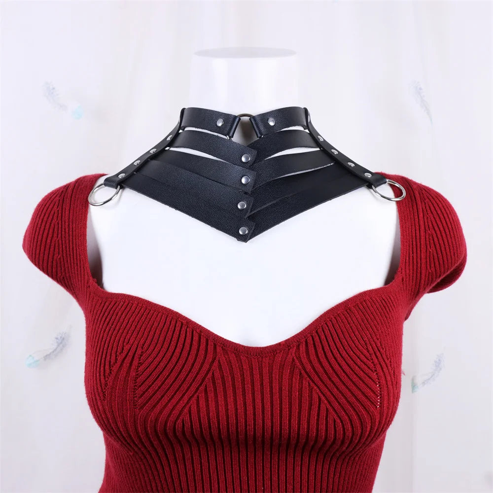 Collier Choker Gothique Cuir Rivets – Ras-du-Cou Punk Rock Noir