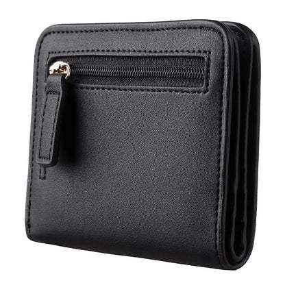 Portefeuille Femme RFID Bifold Compact Cuir - Mini Porte-Monnaie avec Fenêtre ID