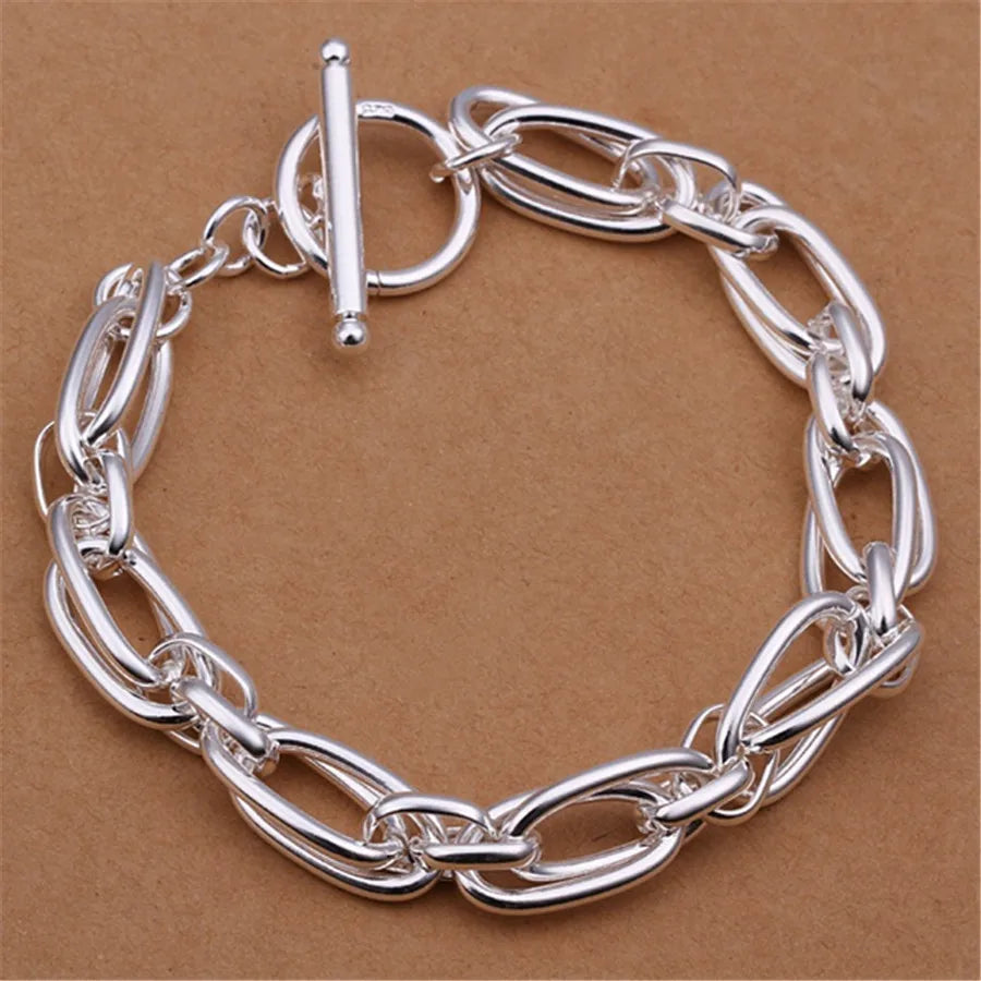 Bracelet Argent Sterling 925 Chaîne Carrée Solide - Bijou Femme Homme Unisexe Cadeau Mariage Soirée