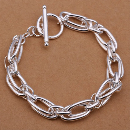 Bracelet Argent Sterling 925 Chaîne Carrée Solide - Bijou Femme Homme Unisexe Cadeau Mariage Soirée