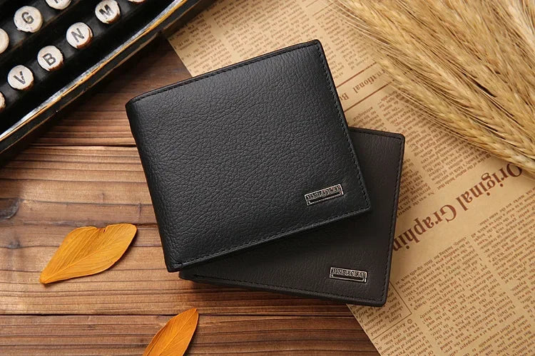 Portefeuille Homme Cuir Véritable - Porte-Cartes Court Premium Noir