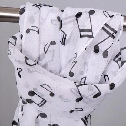 Foulard Mousseline Notes Musique Femme - Châle Soie Imprimé Doux Polyvalent
