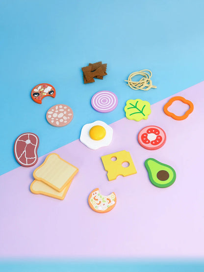 Cuisine Jouet en Bois Éducatif - Set Complet Casseroles et Aliments pour Jeu de Rôle 3-6 Ans