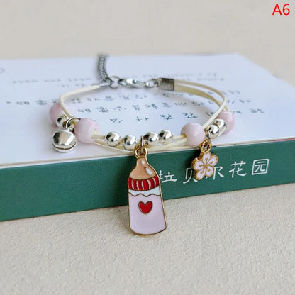 Bracelet Lapin Cartoon Mignon Simple Cristaux – Charm Perles Ajustable Enfants Amies