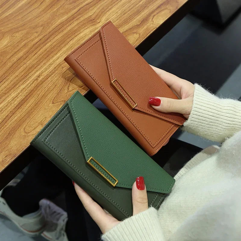 Portefeuille Femme Cuir Long Fashion Hasp - Clutch Wallet Cartera Mujeres avec Poche Téléphone