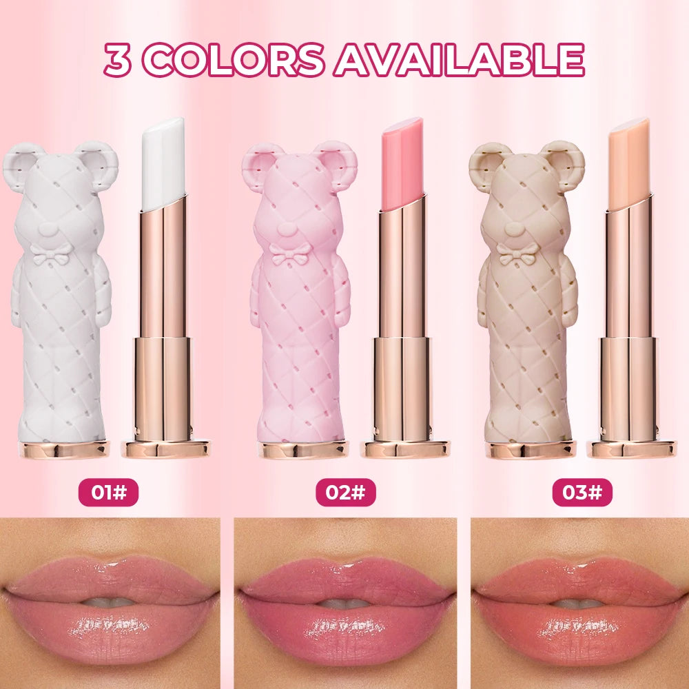 Rouge à Lèvres Hydratant Beauty Glazed Bear - Baume Coloré Nourrissant Effet Aqueux Longue Tenue