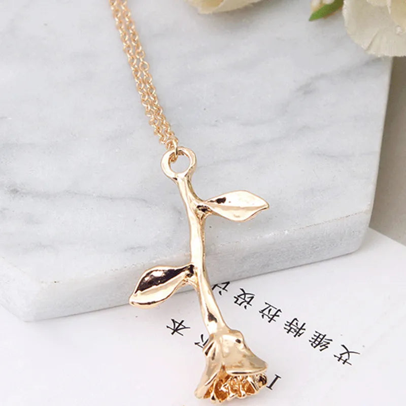 Collier Fleur Rose Délicate - Bijou Bohème Femme - Cadeau Saint-Valentin