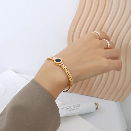 Bracelet Jonc Chiffres Romains Acier Chirurgical Plaqué Or 18K – Love Letter Rome Femme