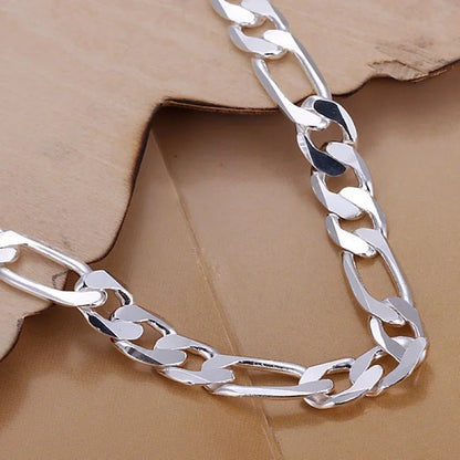 Bracelet Figaro Argent Sterling 925 6-8mm - Chaîne 20cm Femme Homme Mariage Qualité Premium