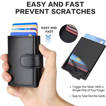 Portefeuille Homme RFID Cuir Microfibre - Porte-Cartes Trifold Slim