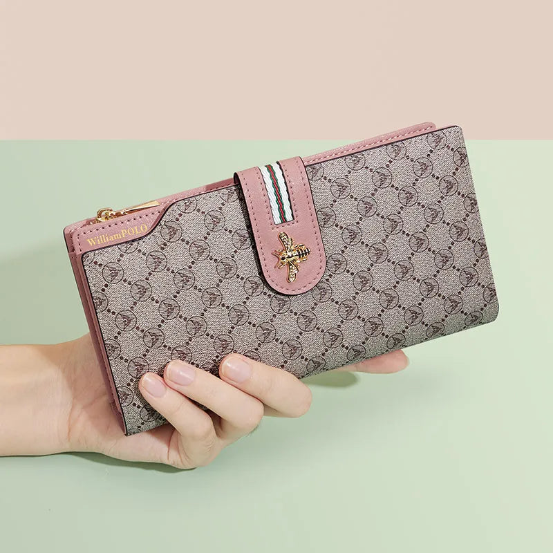 Portefeuille Femme Long Personnalisé Porte-Carte - Sac à Main Multifonction Téléphone Vert Tendance