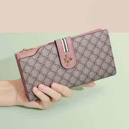 Portefeuille Femme Long Personnalisé Porte-Carte - Sac à Main Multifonction Téléphone Vert Tendance