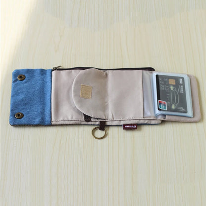Portefeuille Femme Tissu Fait Main Pliable Contraste Couleurs - Porte-Monnaie Zippé Cartoon Porte-Carte Clés