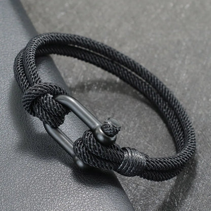 Bracelet en Corde Tressée Double Couche Fait Main - Style Milan 4mm pour Homme