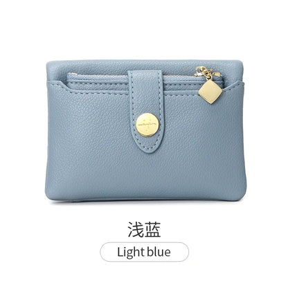 Portefeuille Femme Cuir PU Double Pliage - Porte-Cartes Court Multi-Fonctions Monnaie