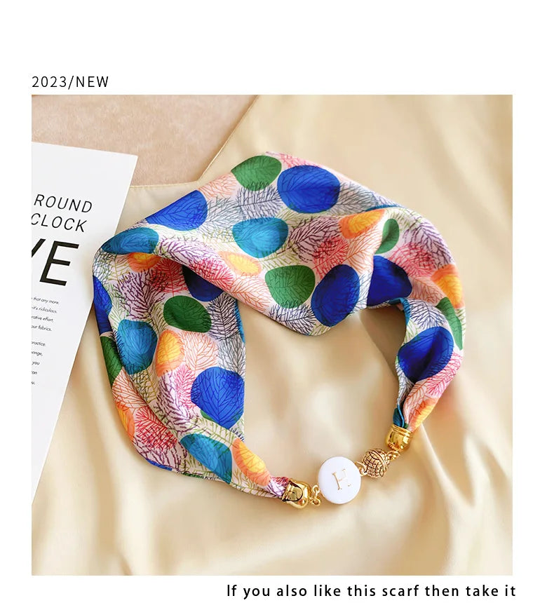 Women's Square Scarf with Magnetic Buckle - Versatile Summer Luxury Scarf/Necklace