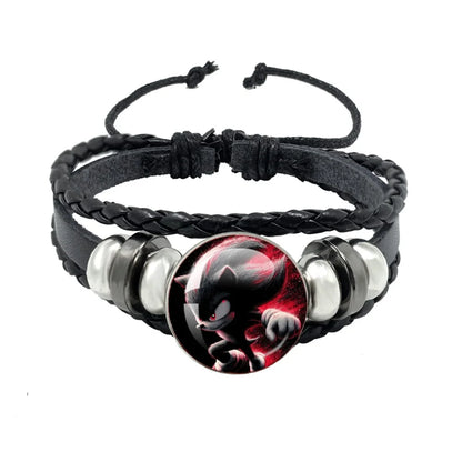 Bracelet Shadow le Hérisson Cabochon Verre – Cuir Multicouche Tressé Unisexe