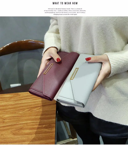 Portefeuille Femme Cuir Long Fashion Hasp - Clutch Wallet Cartera Mujeres avec Poche Téléphone