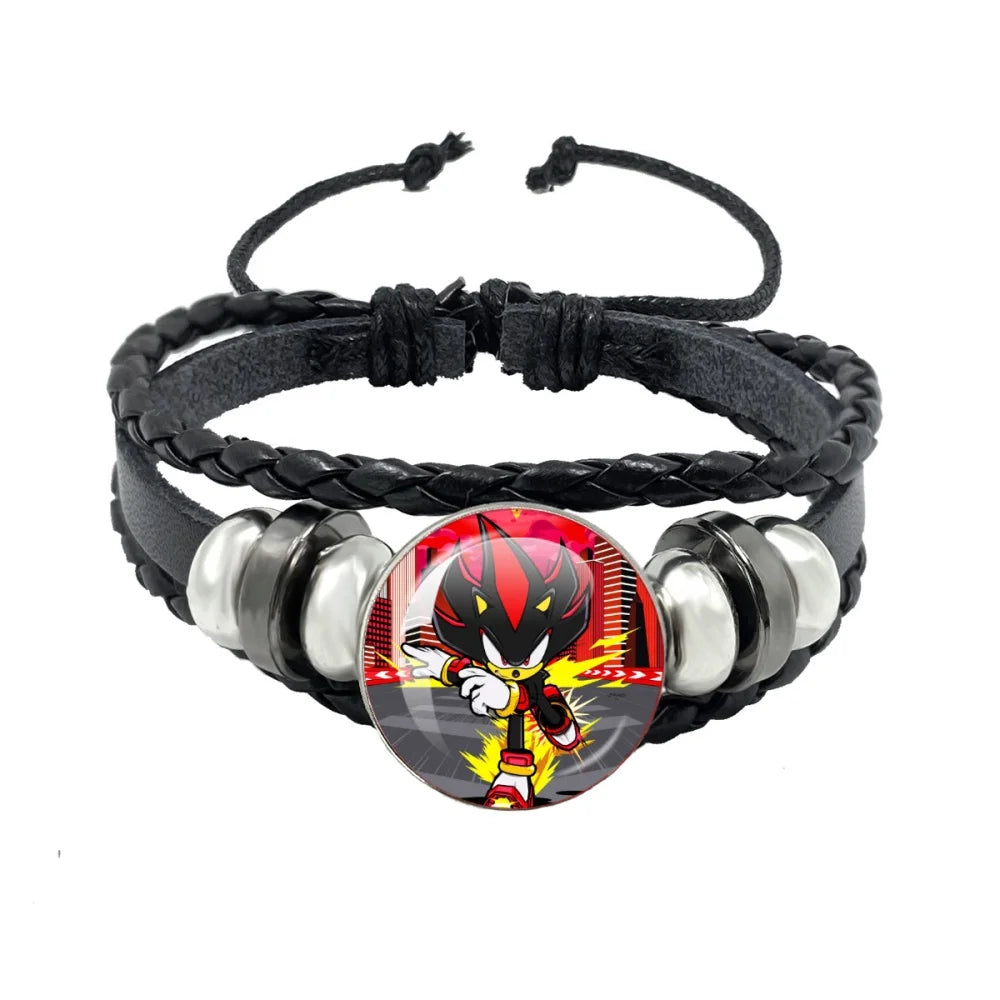 Bracelet Shadow le Hérisson Cabochon Verre – Cuir Multicouche Tressé Unisexe