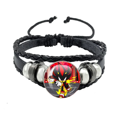 Bracelet Shadow le Hérisson Cabochon Verre – Cuir Multicouche Tressé Unisexe