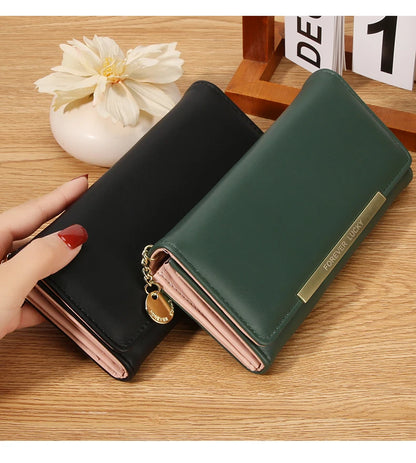 Portefeuille Femme Trifold Long Haut de Gamme - Multi-Cartes Multifonction