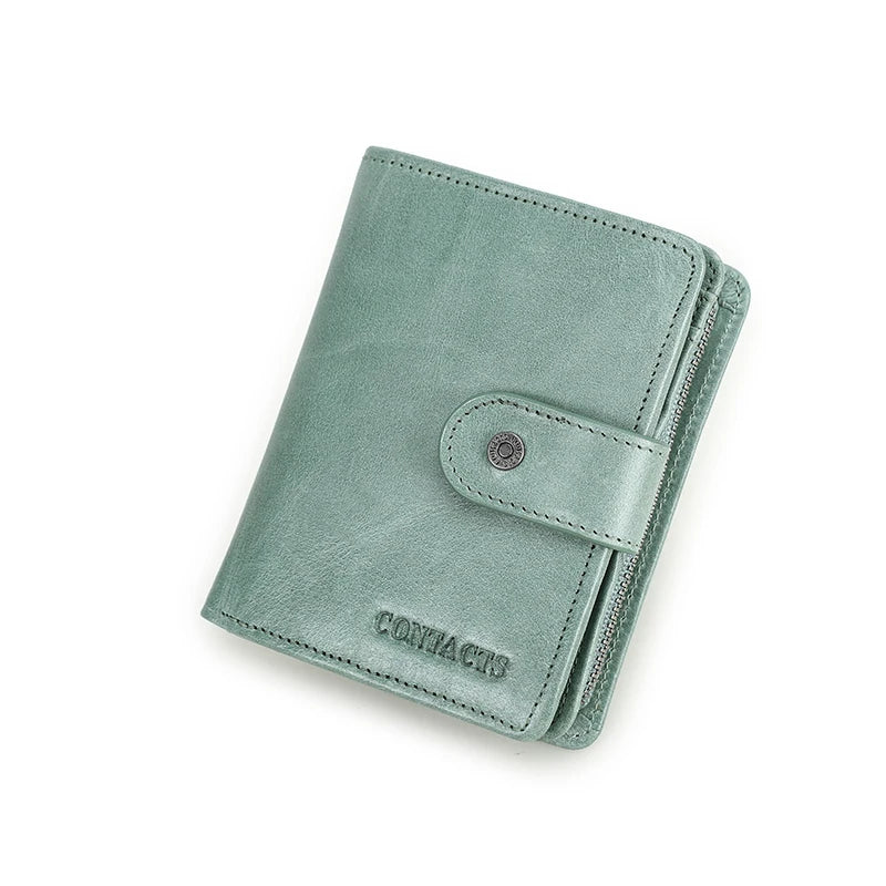 Portefeuille Femme Cuir Véritable Luxe Rose - Porte-Monnaie Compact Fermoir Hasp Porte-Carte Qualité