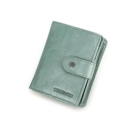 Portefeuille Femme Cuir Véritable Luxe Rose - Porte-Monnaie Compact Fermoir Hasp Porte-Carte Qualité