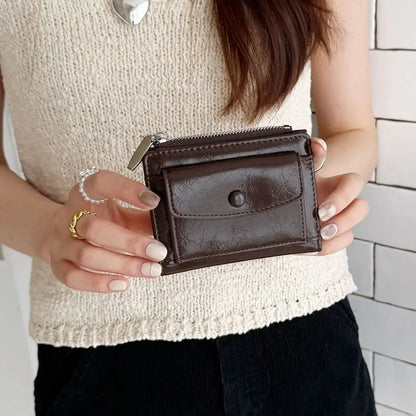 Portefeuille Court Ultra-Mince Cuir PU - Pochette Clutch Zip Multifonction Unisexe