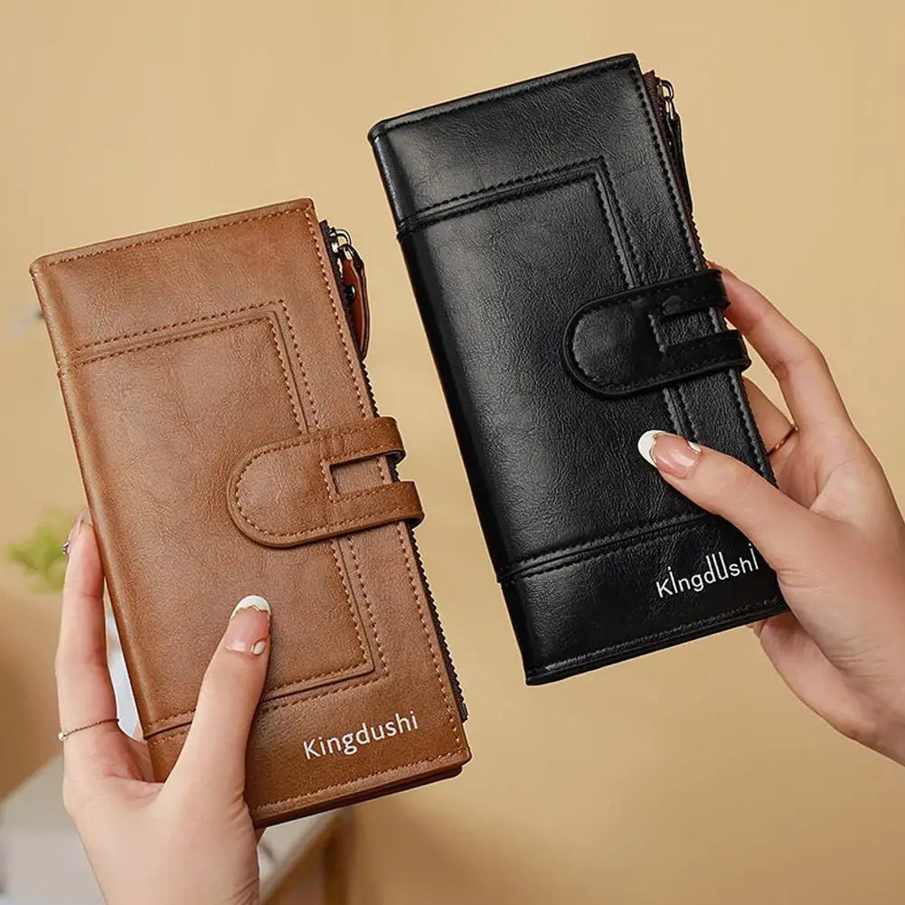 Portefeuille Femme Long Cuir Vintage RFID - Porte-Chéquier Carnet Chèques Protection Anti-RFID Élégant