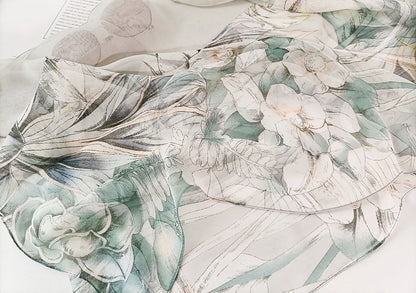 Foulard Écharpe Georgette Dégradé Fleur Femme - Bandana Châle Été Protection Solaire Plage