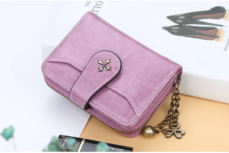 Portefeuille Femme Court Cuir PU Noir - Porte-Monnaie Hasp avec Porte-Cartes et Compartiment Pièces