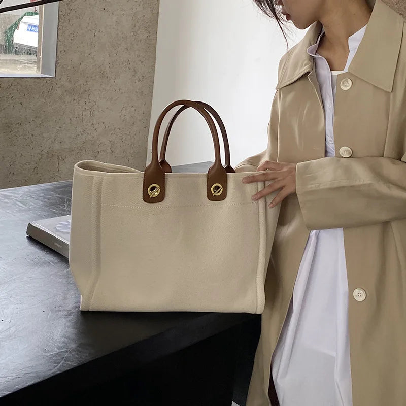 Sac Toile Femme Grande Capacité 2025 - Sac Shopping Bandoulière 2 Tailles