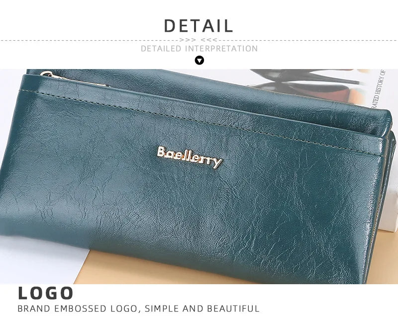 Portefeuille Femme Cuir PU Multi-Fonctions - Pochette Clutch Porte-Cartes Téléphone