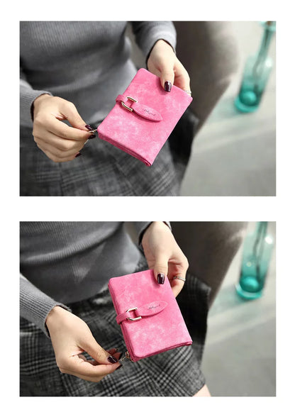 Portefeuille Femme Court Vintage Cuir PU Bouton Pression - Clutch Petit Porte-Monnaie Mat Fashion 2026