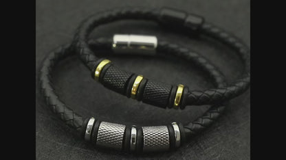 Bracelet Cuir Véritable Homme Magnétique – Style Punk Câble Cadeau