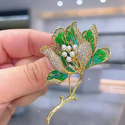 Broche Fleur Pivoine Strass Perle Luxe Résine Élégante – Pin's Mariage Soirées Couple Unisexe