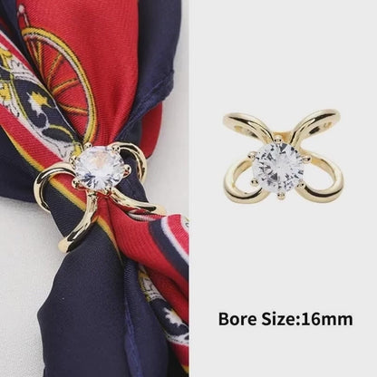 X-Shaped Crystal Scarf Clip Brooch – Elegant Unisex Shawl Fastener