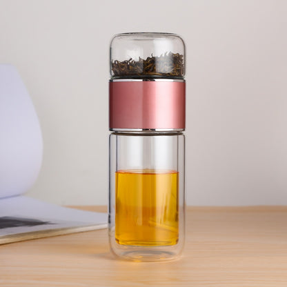 Bouteille d'Eau Verre Borosilicate 230ml Infuseur Thé - Gourde Écologique Double Compartiment