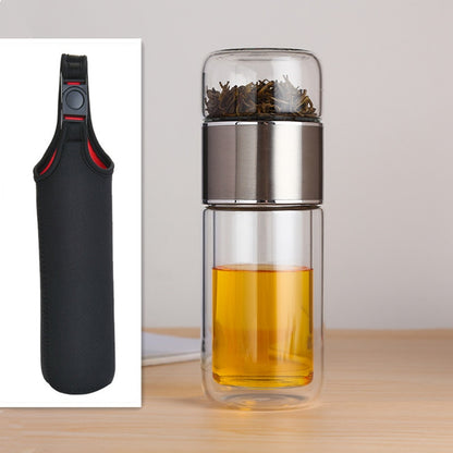 Bouteille d'Eau Verre Borosilicate 230ml Infuseur Thé - Gourde Écologique Double Compartiment