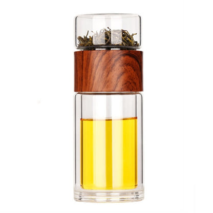 Bouteille d'Eau Verre Borosilicate 230ml Infuseur Thé - Gourde Écologique Double Compartiment