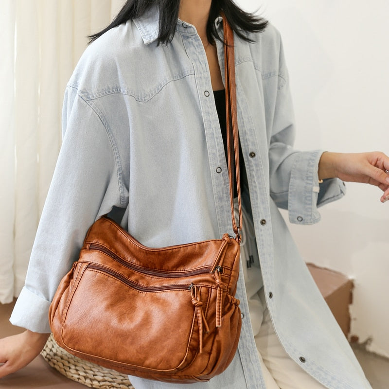 Sac à Bandoulière Vintage Femme en Cuir PU - Sac à Main Rétro Élégant