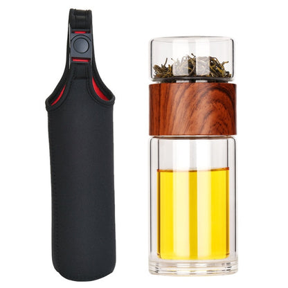 Bouteille d'Eau Verre Borosilicate 230ml Infuseur Thé - Gourde Écologique Double Compartiment