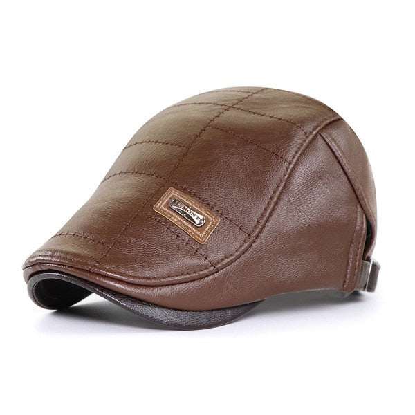Béret Cuir Unisexe Vintage - Casquette Newsboy Rétro Angleterre Automne Hiver